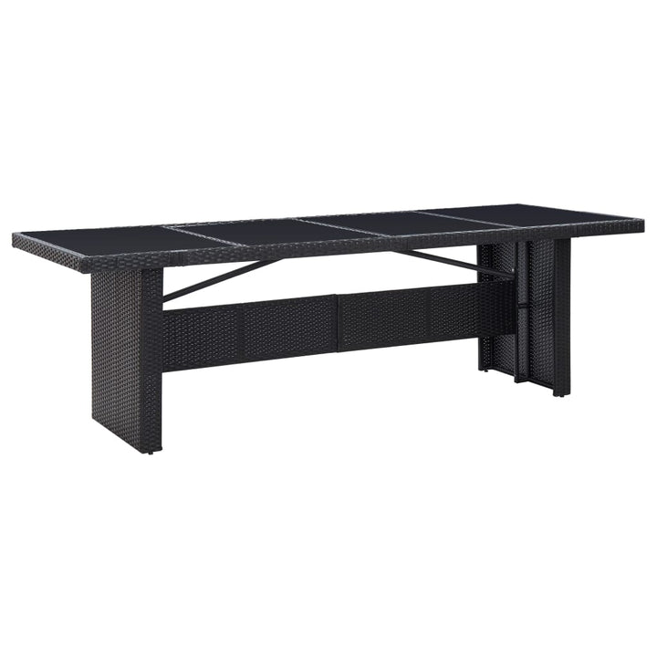 havebord 240x90x74 cm polyrattan og glas sort
