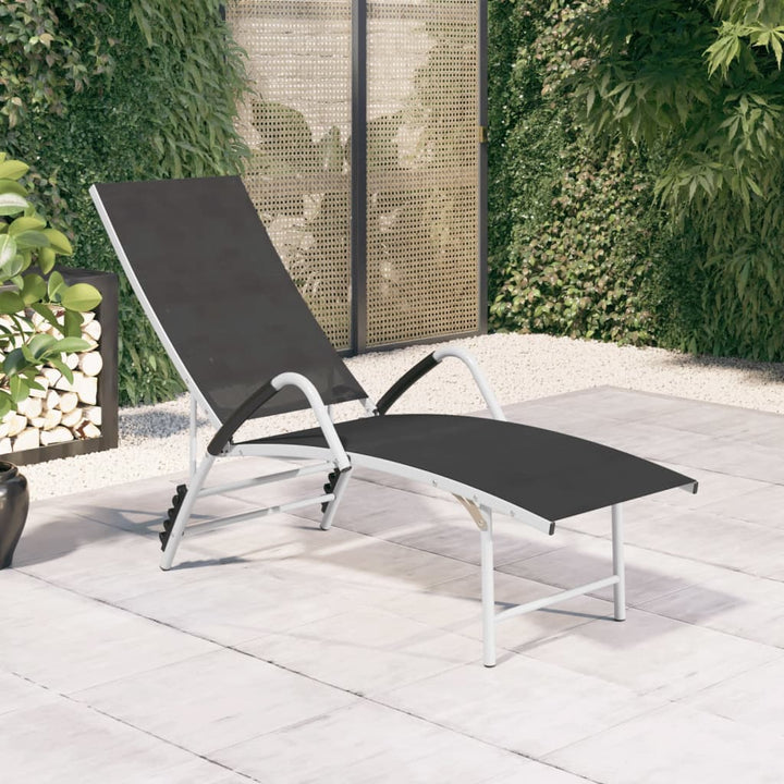 liggestol textilene og aluminium sort