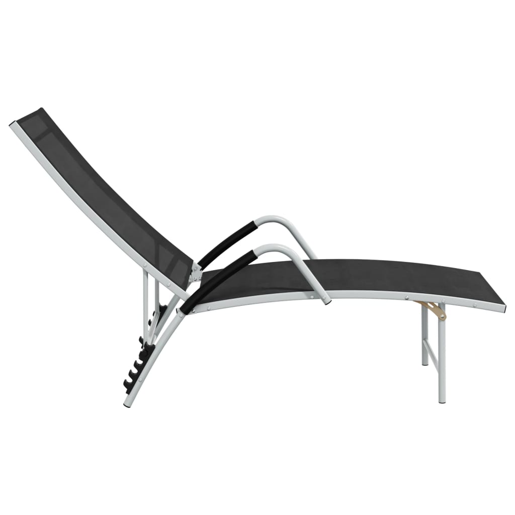 liggestol textilene og aluminium sort