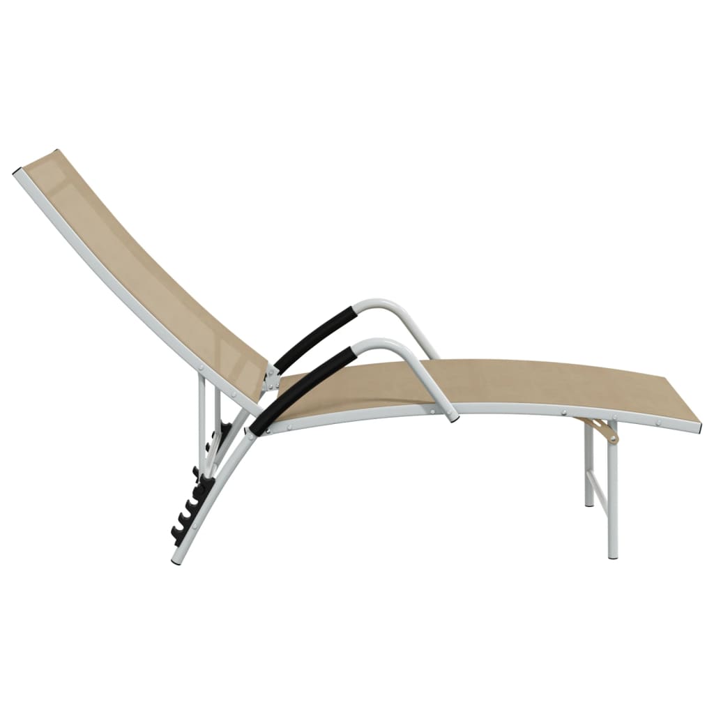 liggestol textilene og aluminium cremefarvet
