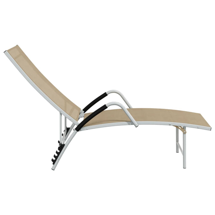 liggestol textilene og aluminium cremefarvet