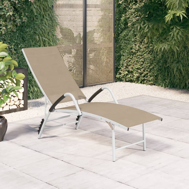 liggestol textilene og aluminium cremefarvet