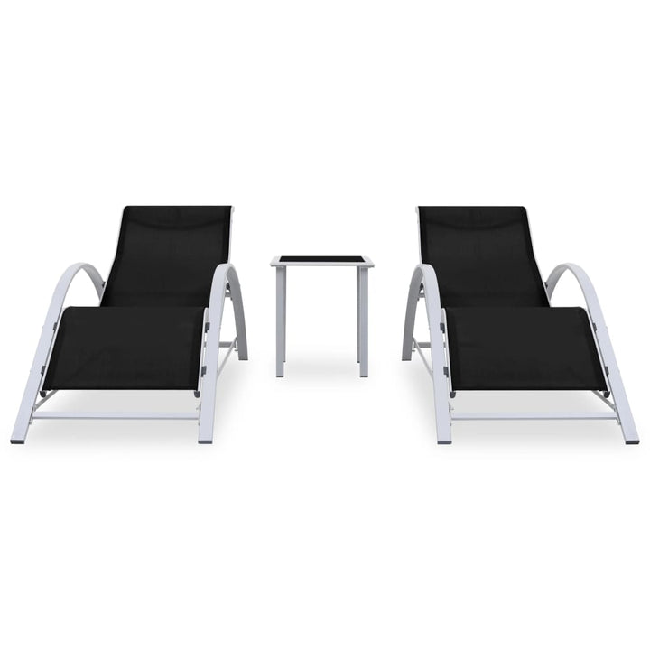 liggestole 2 stk. med bord aluminium sort