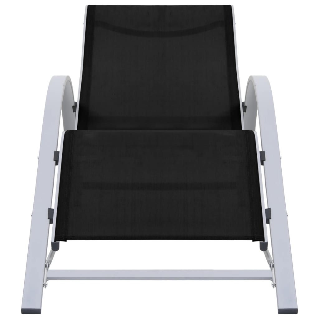 liggestole 2 stk. med bord aluminium sort