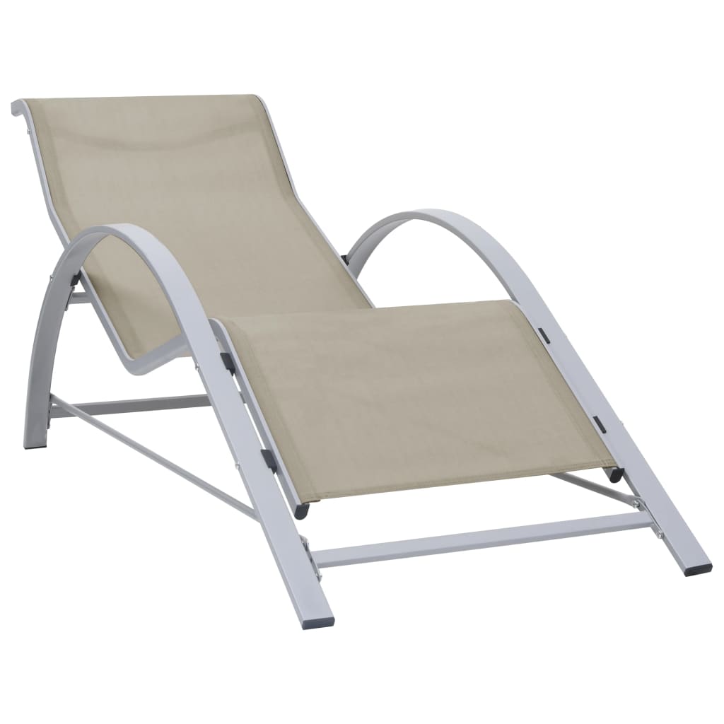 liggestole 2 stk. med bord aluminium cremefarvet