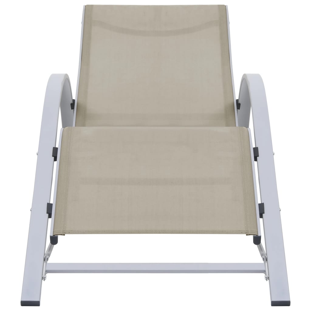liggestole 2 stk. med bord aluminium cremefarvet