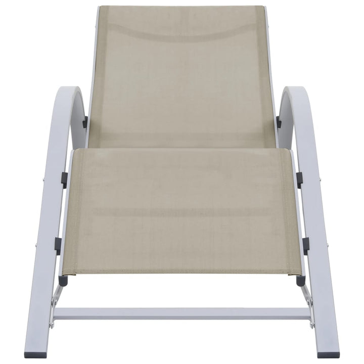 liggestole 2 stk. med bord aluminium cremefarvet