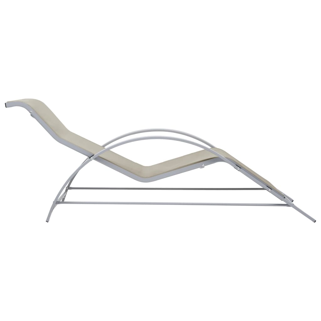 liggestole 2 stk. med bord aluminium cremefarvet