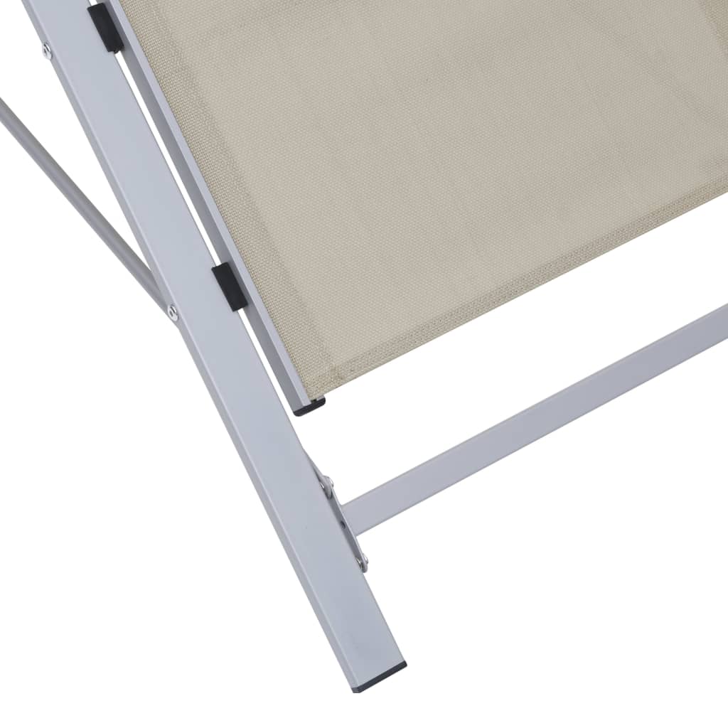 liggestole 2 stk. med bord aluminium cremefarvet