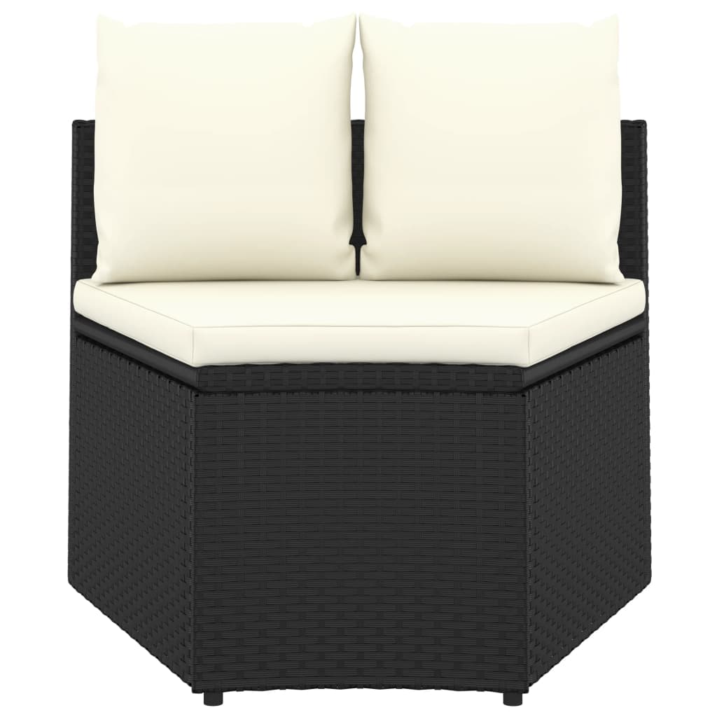 sofasæt til haven 2 dele med hynder polyrattan sort