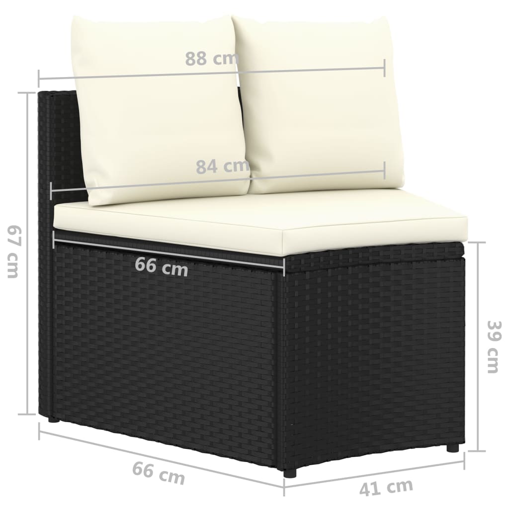 sofasæt til haven 2 dele med hynder polyrattan sort
