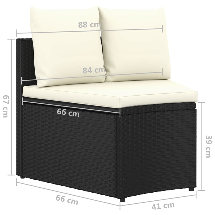 sofasæt til haven 2 dele med hynder polyrattan sort