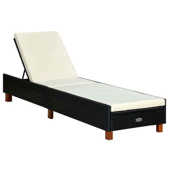 liggestol med hynde polyrattan sort
