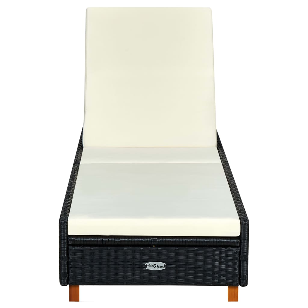 liggestol med hynde polyrattan sort