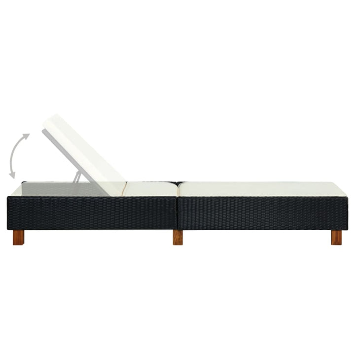 liggestol med hynde polyrattan sort