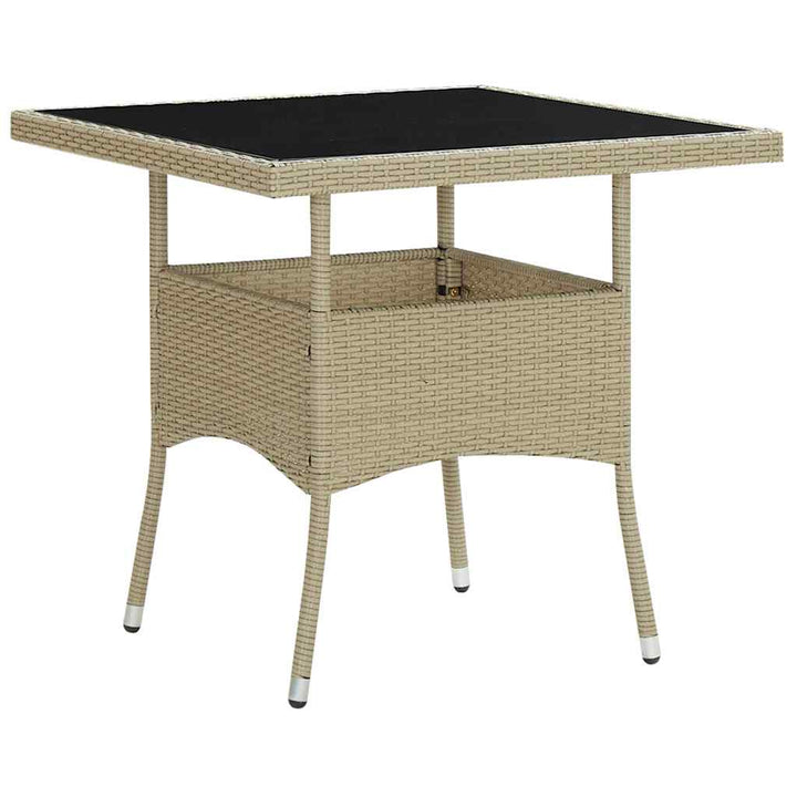 havebord polyrattan og glas beige