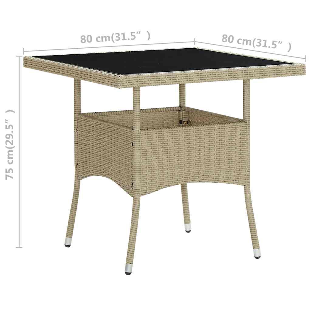 havebord polyrattan og glas beige