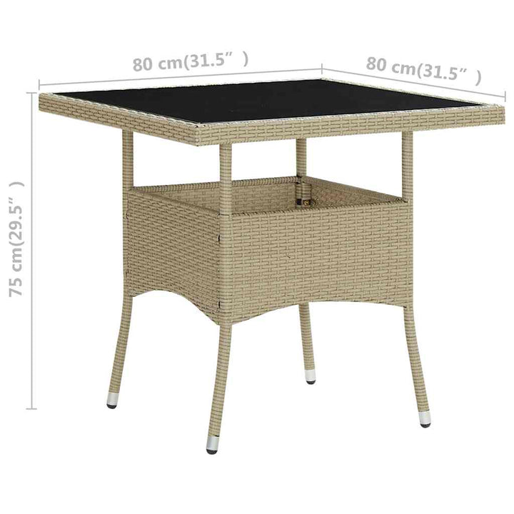 havebord polyrattan og glas beige