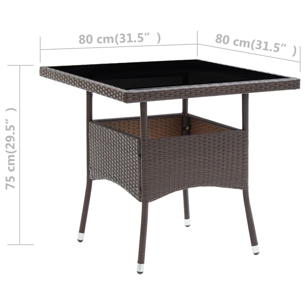 havebord polyrattan brun
