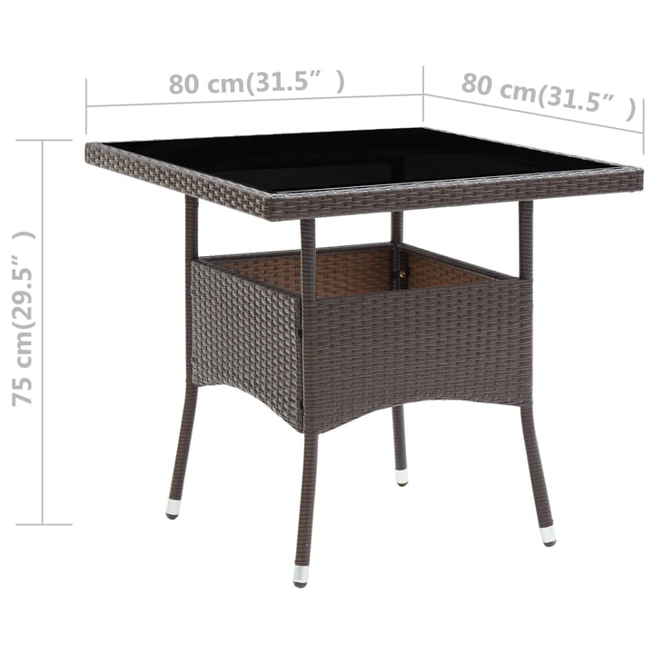 havebord polyrattan brun
