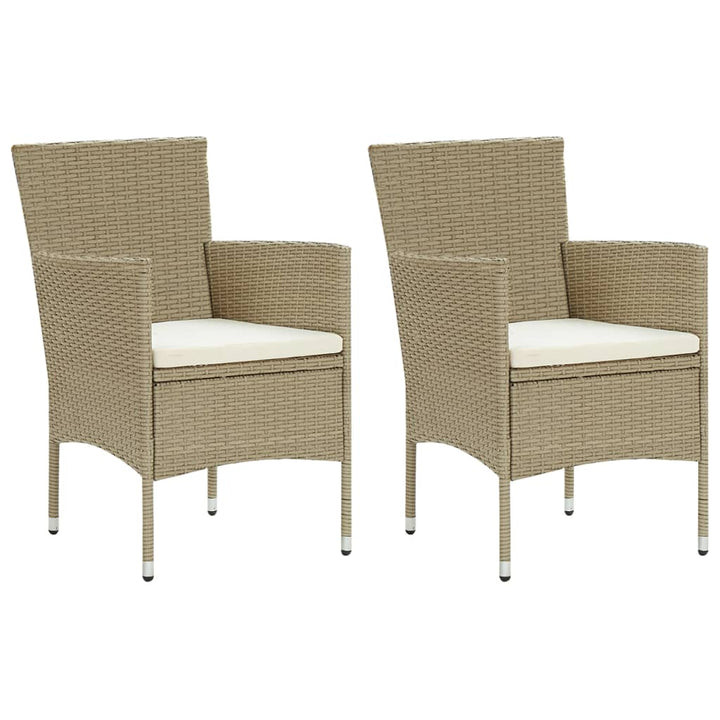 spisebordsstole til haven 2 stk. polyrattan beige