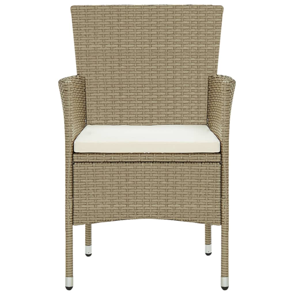 spisebordsstole til haven 2 stk. polyrattan beige