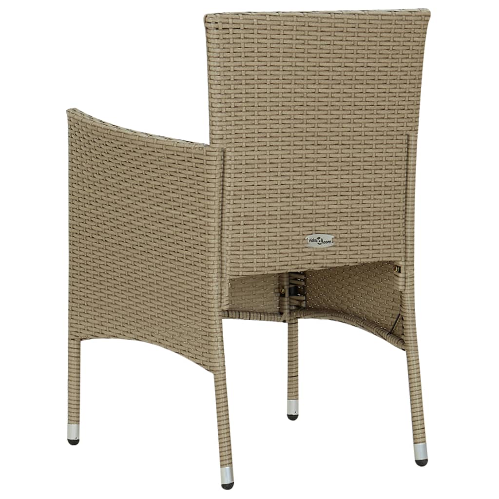 spisebordsstole til haven 2 stk. polyrattan beige