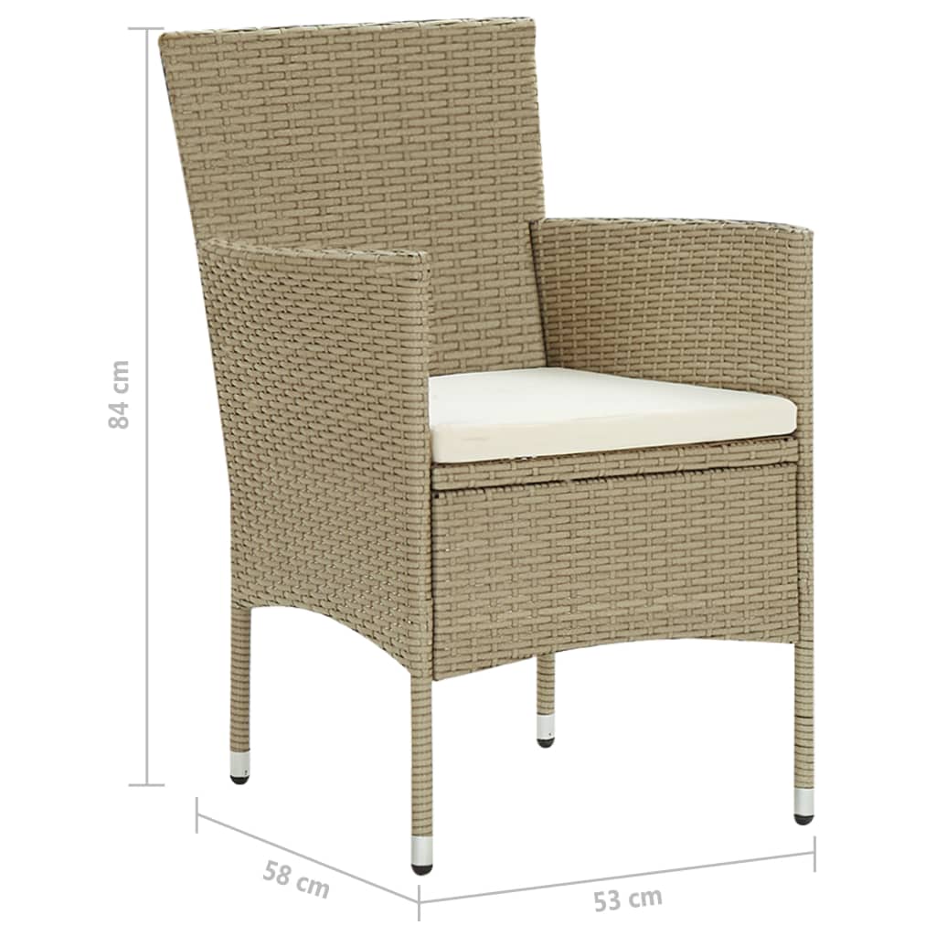 spisebordsstole til haven 2 stk. polyrattan beige