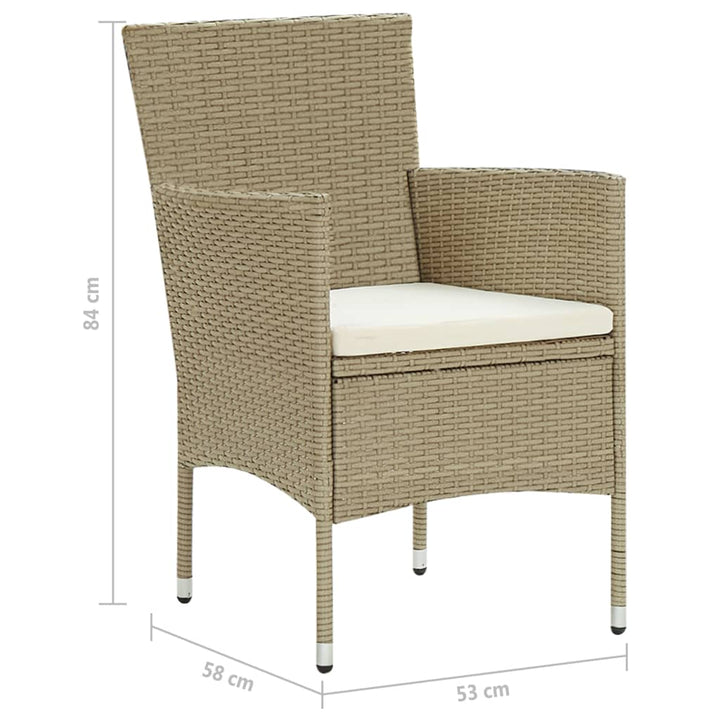 spisebordsstole til haven 2 stk. polyrattan beige