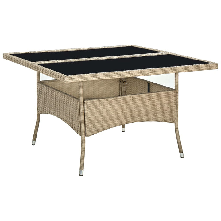 havebord polyrattan og glas beige