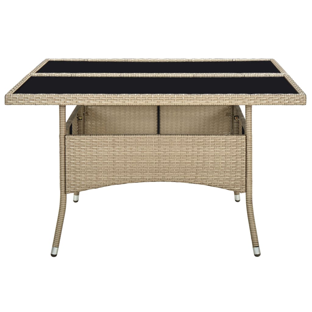 havebord polyrattan og glas beige