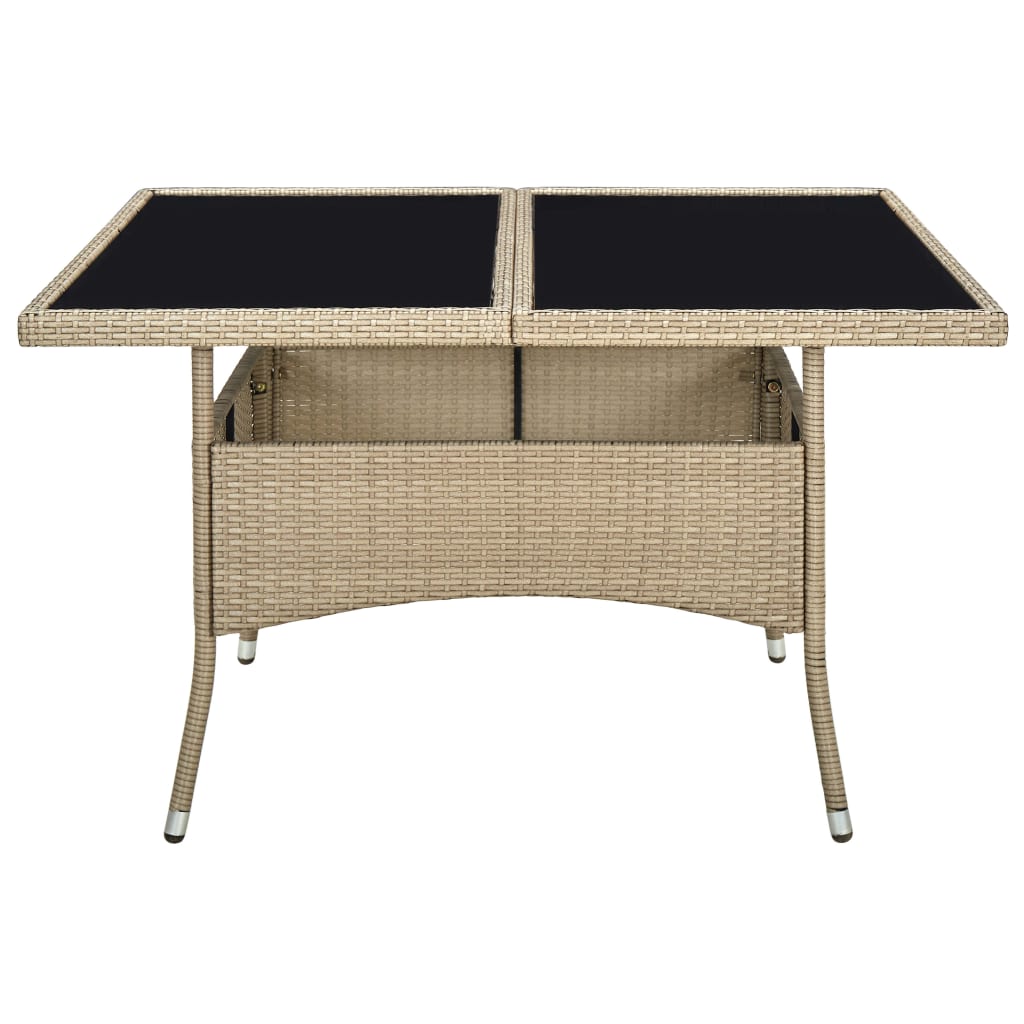 havebord polyrattan og glas beige