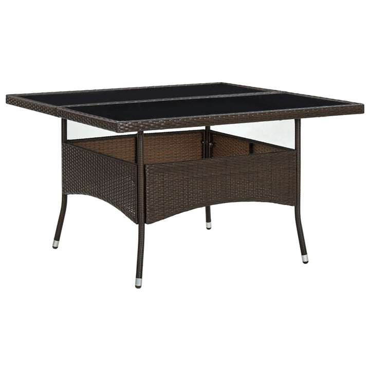 havebord polyrattan og glas brun