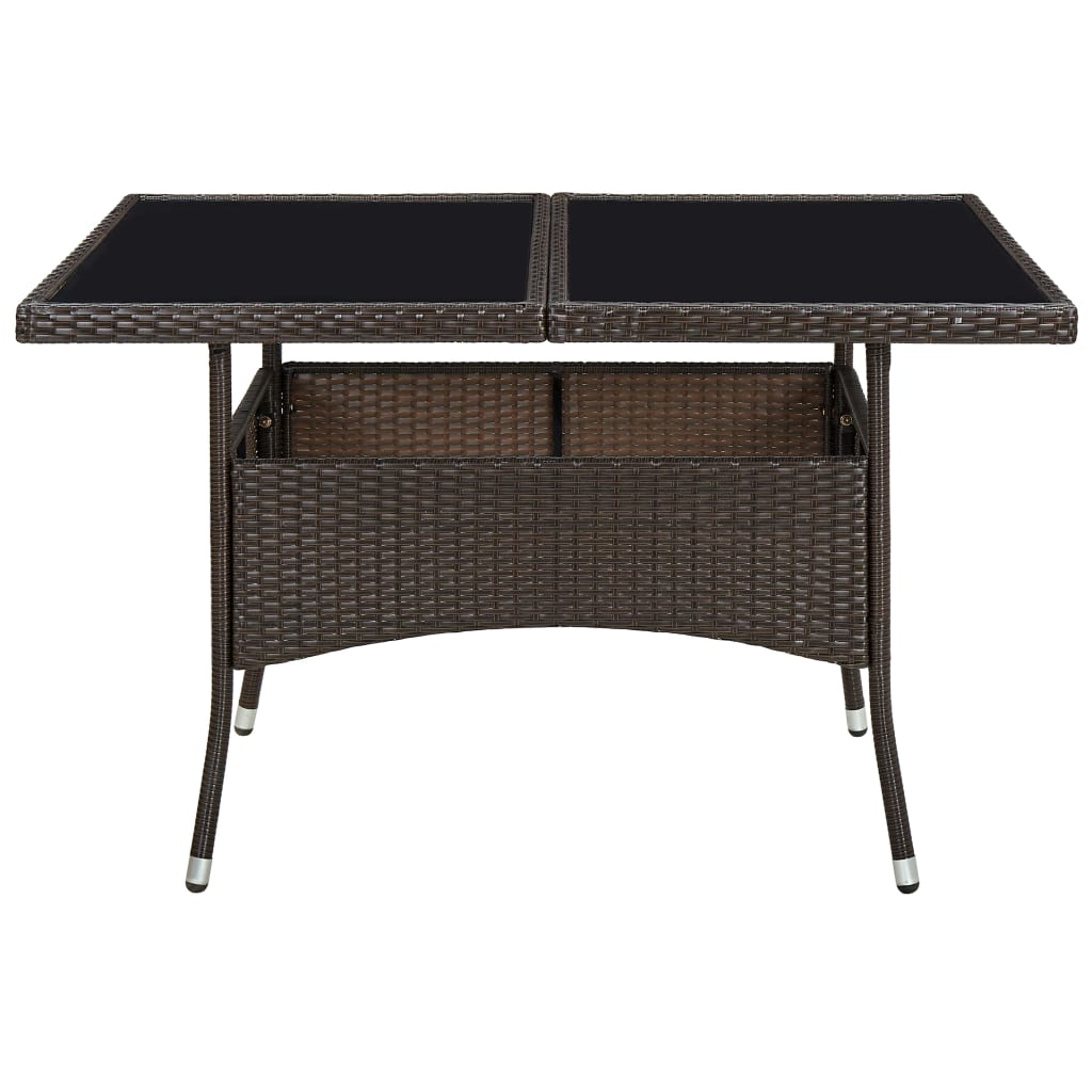 havebord polyrattan og glas brun