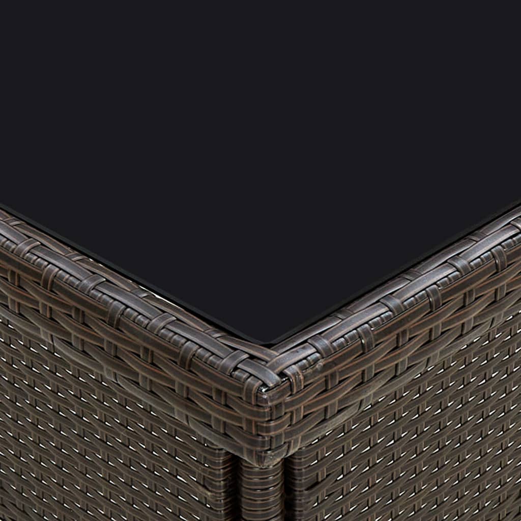 havebord polyrattan og glas brun