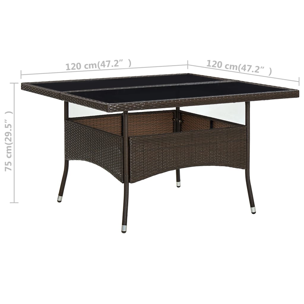 havebord polyrattan og glas brun