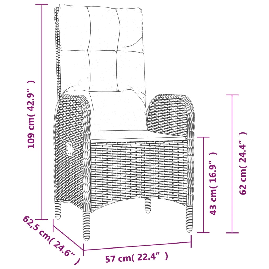 havestole 2 stk. polyrattan sort