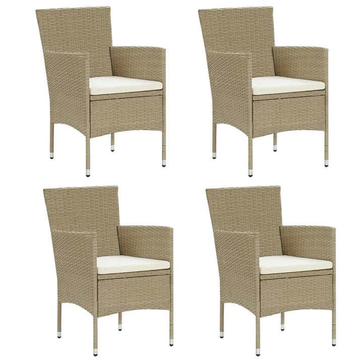 spisebordsstole til haven 4 stk. polyrattan beige