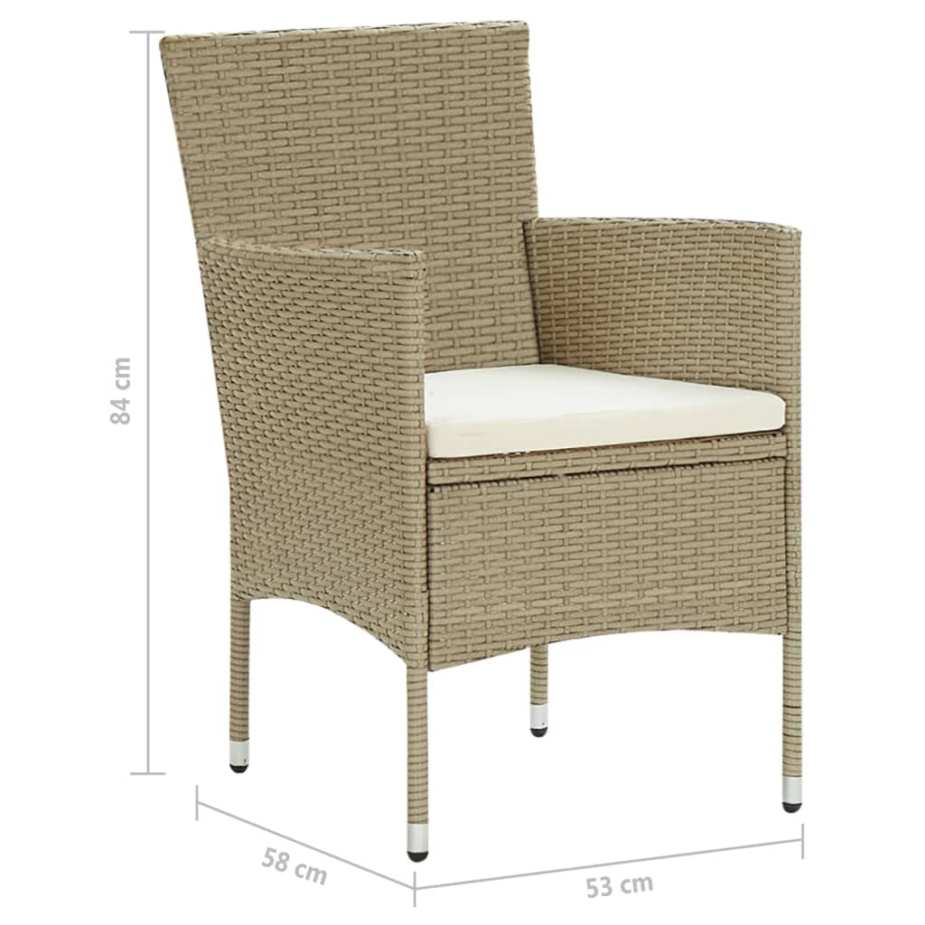 spisebordsstole til haven 4 stk. polyrattan beige
