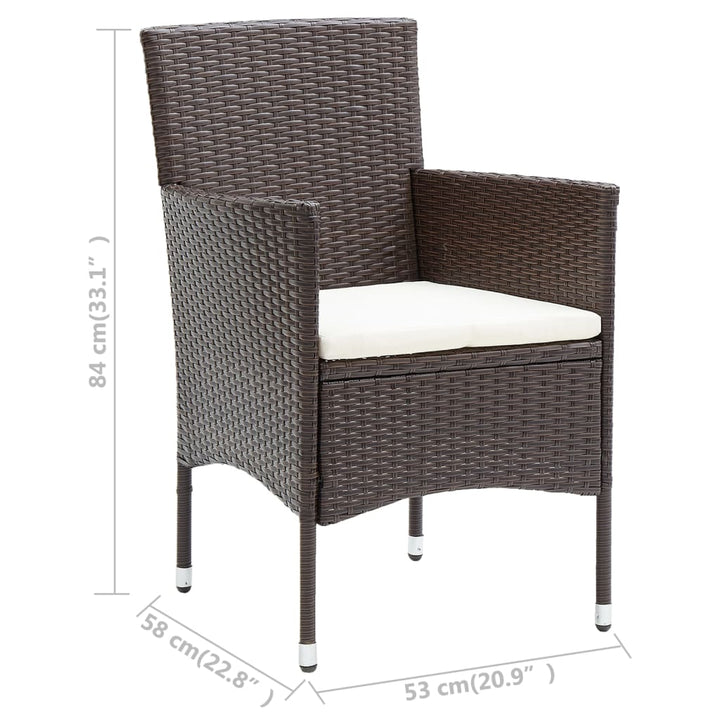 spisebordsstole til haven 4 stk. polyrattan brun