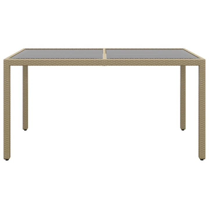 havebord 150x90x75 cm hærdet glas og polyrattan beige