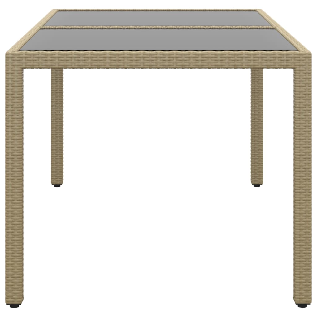 havebord 150x90x75 cm hærdet glas og polyrattan beige