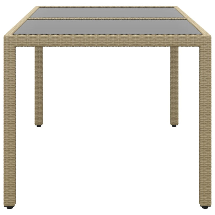 havebord 150x90x75 cm hærdet glas og polyrattan beige