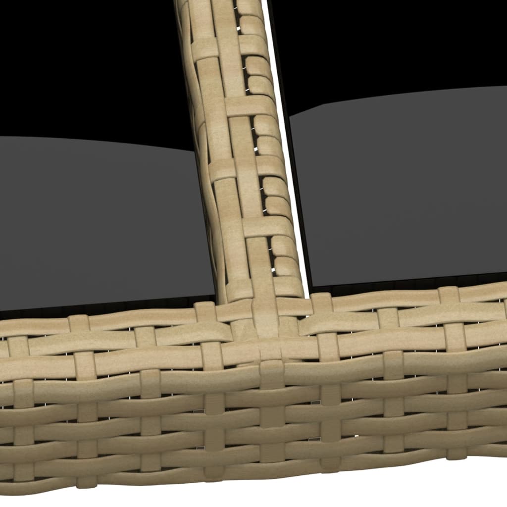 havebord 150x90x75 cm hærdet glas og polyrattan beige