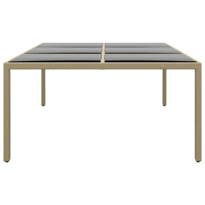 havebord 200x150x75 cm hærdet glas og polyrattan beige