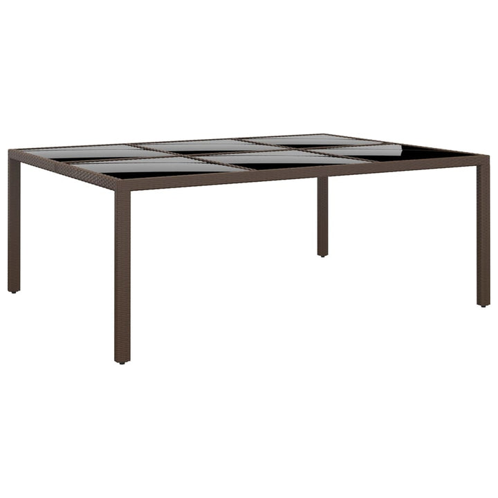 havebord med glasplade 200x150x75 cm rattan brun