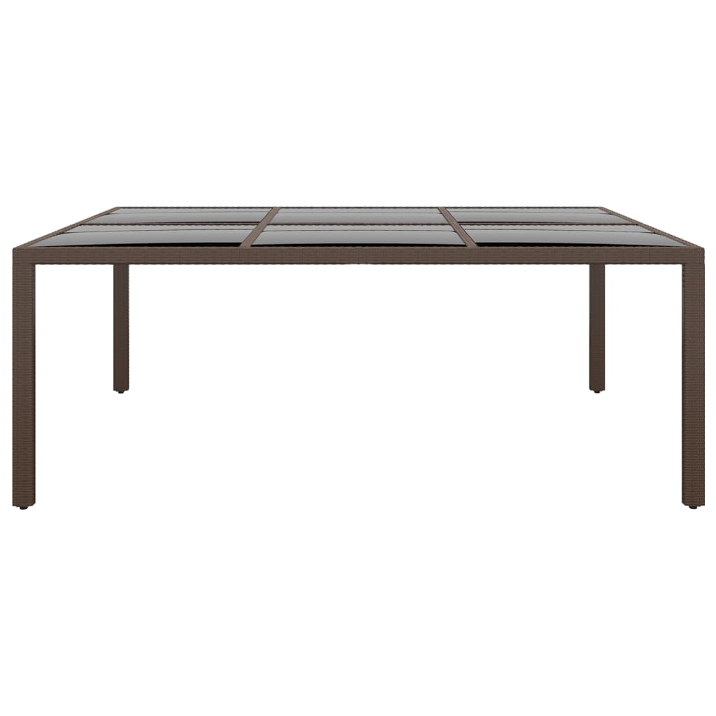 havebord med glasplade 200x150x75 cm rattan brun