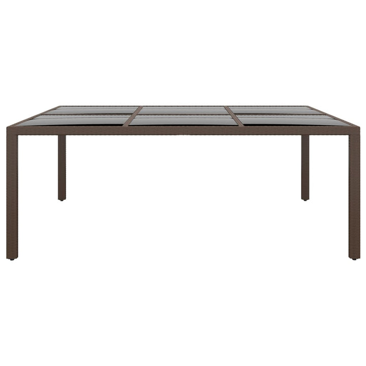 havebord med glasplade 200x150x75 cm rattan brun