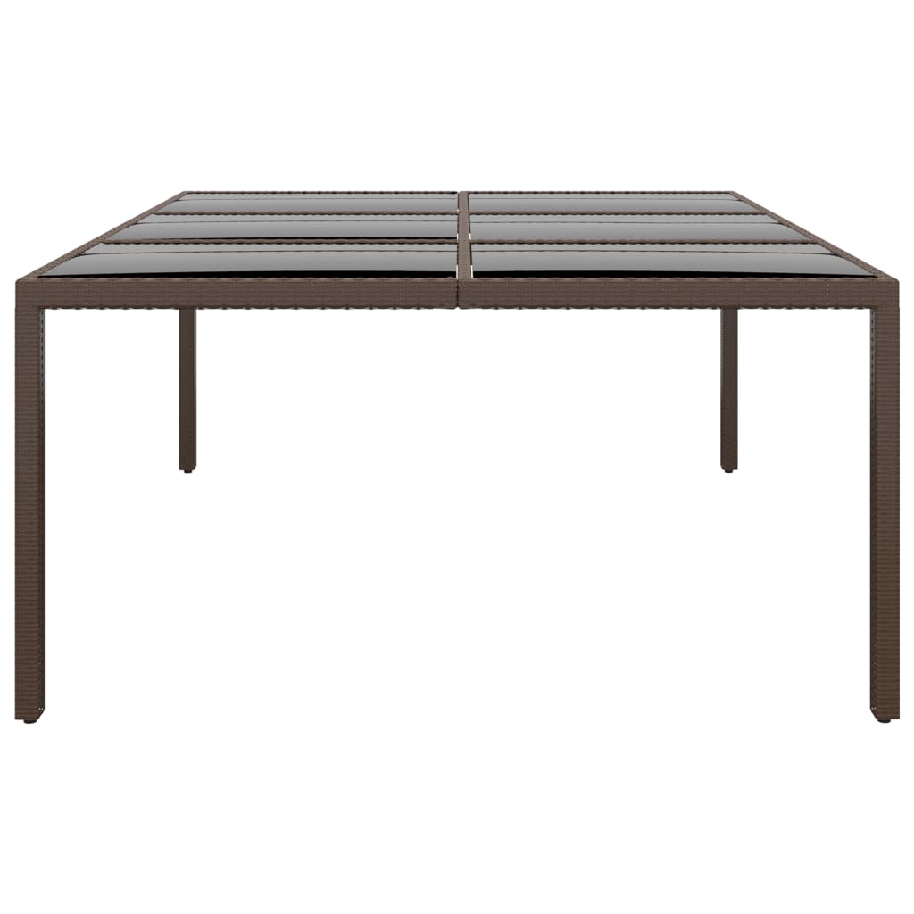 havebord med glasplade 200x150x75 cm rattan brun