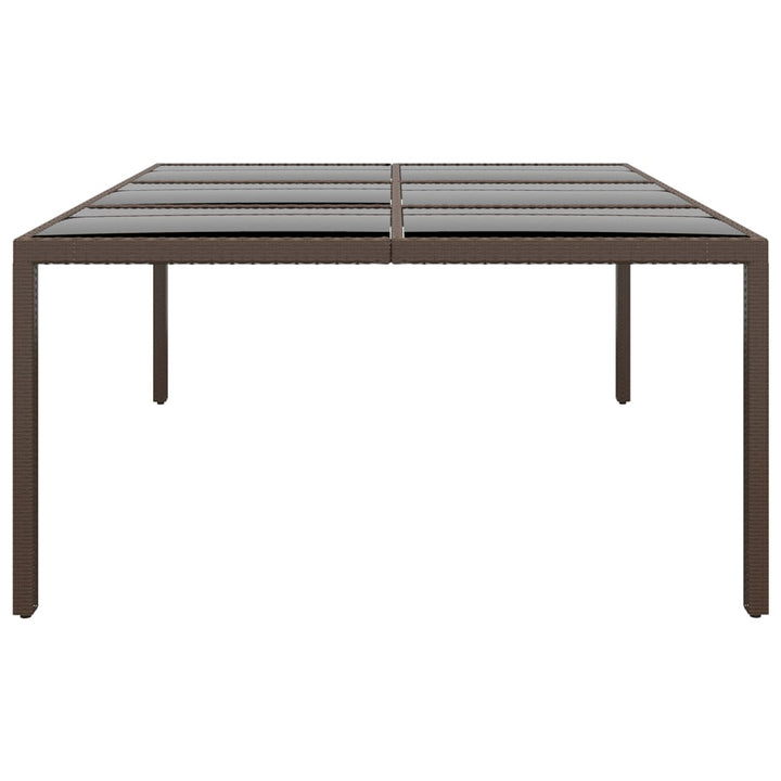 havebord med glasplade 200x150x75 cm rattan brun